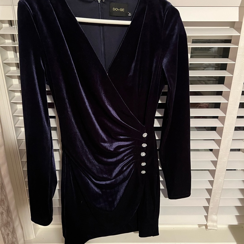 Navy velvet dress with diamonds do+be